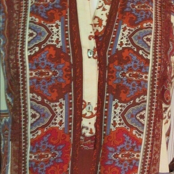 Anthropologie tunic top by Tiny red & cream sz M - Picture 3 of 4
